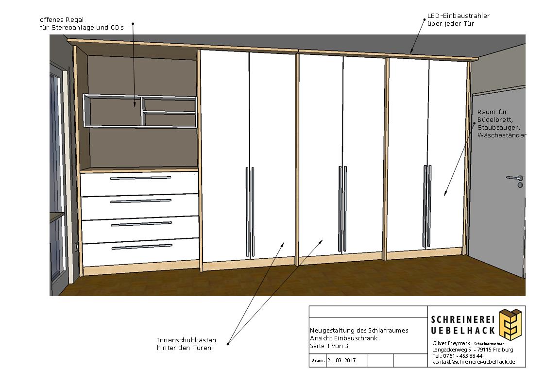 Möbelentwurf Raumgestaltung Kleiderschrank Schreinerei Freymark Freiburg