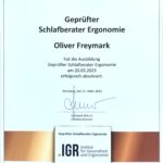 Zertifikat Geprüfter Schlafberater Ergonomie Oliver Freymark