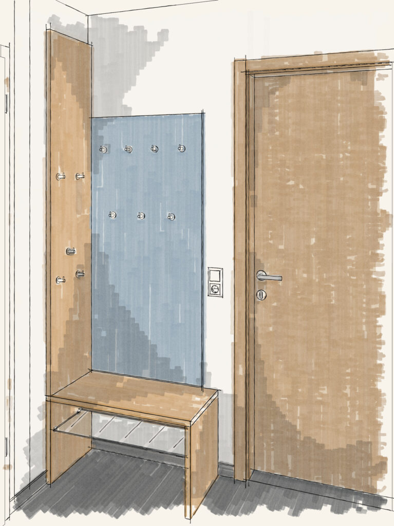 Schreinerei-Freymark-Freiburg-Zeichnung_Garderobe_hinten